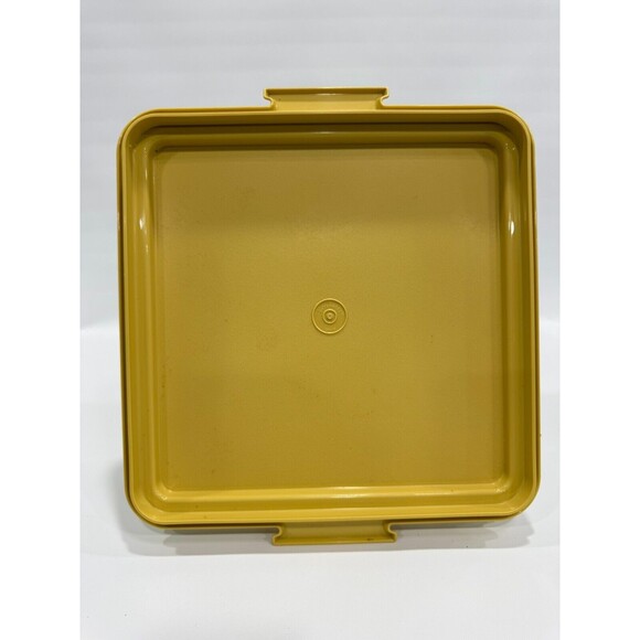 Tupperware Cake Saver Carrier Taker Yellow 1241-5 SQUARE & Carolier 10x10x5 read - Picture 2 of 8